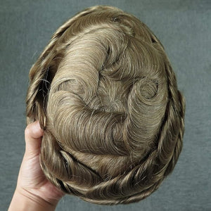 Human Hair Toupee for Men Fine Mono Hair Systems 130% Density Hairpieces Medium Blonde Hair #20