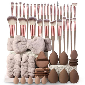 Professional Makeup Tools Set 54pcs set Cosmetic Brush &amp Sponge &amp Puff &amp Headband &amp Brush Cleaning Bow SetFacial Makeup &amp Cleaning Accessories Makeup Products Valentine Day Gif