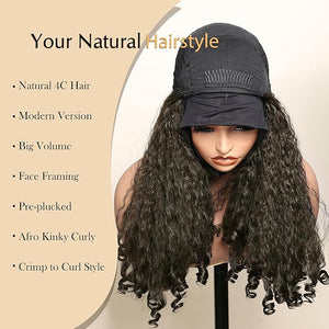 New Afro Curly Headband Wig Synthetic Braided Hair Texture with Unique Bouncy Curls in the End 20 Inch Soft Curly Headband Wigs for Black Women Dark Brown Blend Kinky 4C Hair