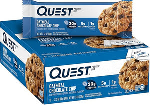 Quest Nutrition Oatmeal Chocolate Chip Protein Bars 20g Protein 1g Sugar 5g Net Carb Gluten Free Keto Friendly 12 Count