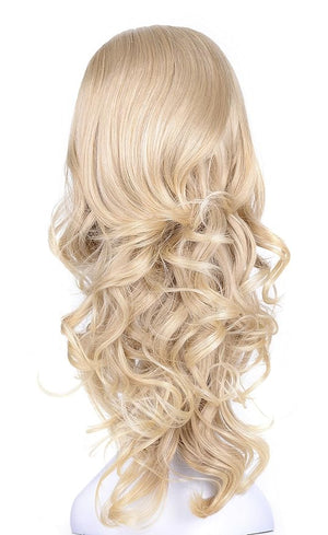 OneDor 23 Curly Hair Women Ladies 3/4 Half Wig Premium Japanese Synthetic fibers Wigs with Secured Mesh Head Cap (R21T)