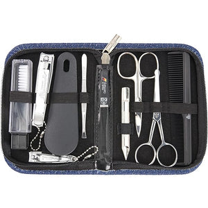 3 Swords Germany ? brand quality 10 piece manicure pedicure grooming kit set for professional finger &amp toe nail care tweezers file clipper fashion leather case in gift box Made by 3 Swords (7797)