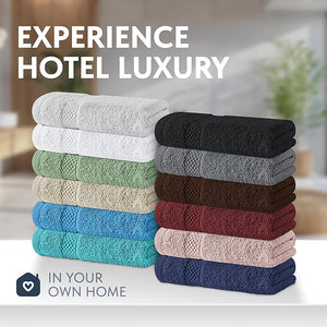 White Classic Luxury Cotton Washcloths 13x13 Inch - 650 GSM Turkish Cotton | Hotel Spa Bathroom Face Towel | 12 Pack Multicolor