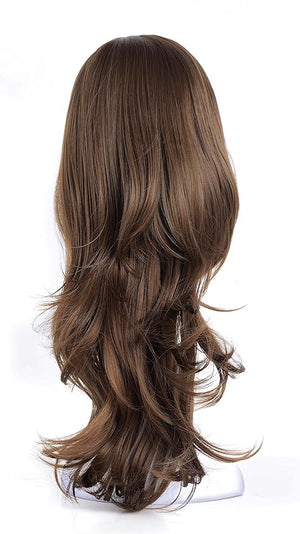 Onedor 22 Semi Curly Hair Women Ladies 3/4 Half Wig Premium Japanese Synthetic fibers Wigs with Secured Mesh Head Cap (10)