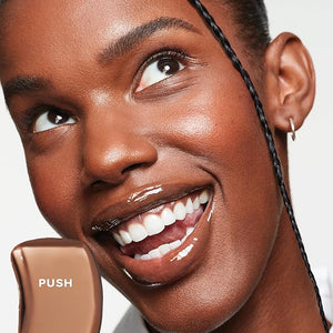 Saie Glossybounce - Hydrating Lip Gloss and Tinted Lip Oil Hybrid with Hyaluronic Acid &amp; Jojoba Oil for Non-Sticky, Ultra-Shiny, Plump &amp; Soft Lips - Everyday Makeup Essential - Push (.17 oz)