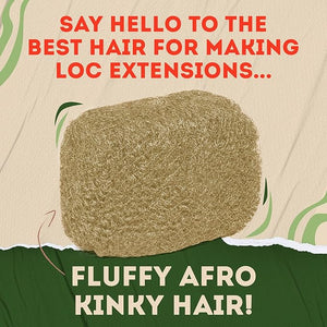Locsanity Afro Kinky 100% Bulk Natural Human Hair - Braiding Hair for Dreadlocks Loc Repair Dreadlock Extensions Twists Braids - 16 Inches Long 1 Oz