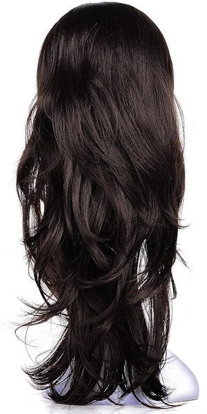 OneDor 22 Semi Curly Hair Women Ladies 3/4 Half Wig Premium Japanese Synthetic fibers Wigs with Secured Mesh Head Cap (R6)