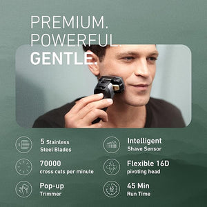 Panasonic ARC5 Electric Razor for Men with Pop-up Trimmer Wet Dry 5-Blade Electric Shaver with Intelligent Shave Sensor and 16D Flexible Pivoting Head - ES-ALV6HS (Silver)