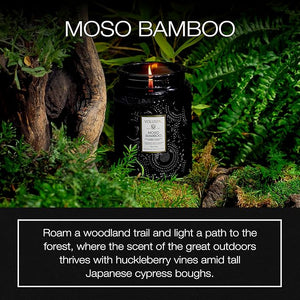 Voluspa Moso Bamboo Large Candle Jar 18 ounce 100 Hour Burn Time Coconut Wax for Clean Burning Handcrafted in the USA