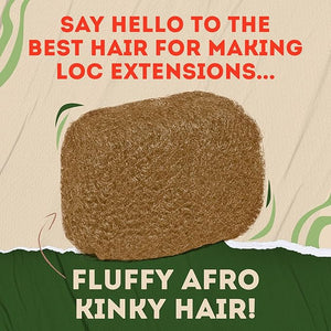 Locsanity Afro Kinky 100% Bulk Natural Human Hair - Braiding Hair for Dreadlocks Loc Repair Dreadlock Extensions Twists Braids - 16 Inches Long 1 Oz