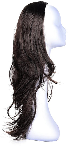 OneDor 22 Semi Curly Hair Women Ladies 3/4 Half Wig Premium Japanese Synthetic fibers Wigs with Secured Mesh Head Cap (R6)