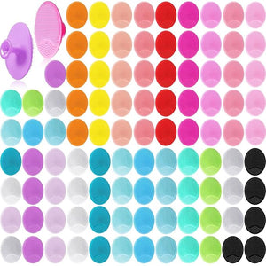 Roshtia 100 Pcs Silicone Face Scrubber Facial Cleansing Brush Handheld Soft Bristle Face Exfoliator Manual Cleansing Wash Brush for Massage Body Skin Care Pore Blackhead Removal 20 Colors