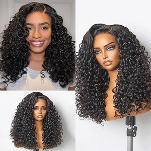 LUVME HAIR All-Day Comfort 5X5 Bouncy Curly 180% Density Glueless Wigs Human Hair Pre Plucked Pre Cut Long Black Wig Lace Closure Wigs Frontal Wigs Human Hair Layered Curly