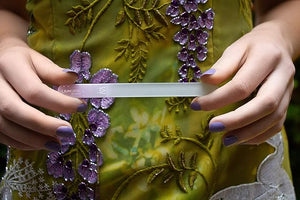 GERMANIKURE Czech Crystal Glass Nail File 3 Pack in Suede Sleeves - Professional Manicure &amp Pedicure Products for Smooth Easy Shaping of Natural Nails - Ideal Nail Care Gift