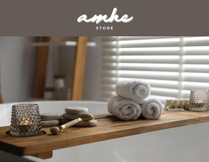 Amhe Store! Luxury Rustic Acacia Wood. Durable Water-Resistant Minimalistic Adjustable 35x9 inches. Bath Tub Tray Wood Bath Tray for Tub. Unique Grain for Relaxation