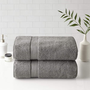 Madison Park 800GSM Bath Sheet Towel Oversized 34 x 68 2 Pack 100% Cotton Bath Towel Set Highly Absorbent Hotel Spa Quality for Bathroom Grey