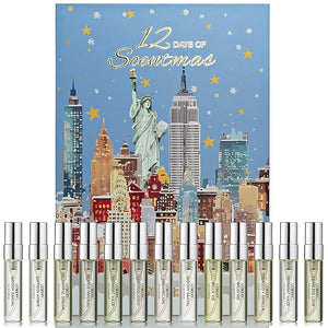 Beauty Advent Calendar 2025 - 12 Days of Perfume Advent Calendar for Women ? Luxury Fragrance Gift Set 12 Mini Perfume Sprays ? Christmas Gifts Holiday Countdown Gift in Festive New York City Design