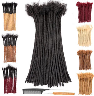 DAIXI 0.2cm &amp; 0.4cm &amp; 0.6cm &amp; 0.8cm Thickness 12 Inch 100 Strands 100% Real Human Hair Dreadlock Extensions for Man/Women Permanent Loc Extensions Bundles Can Be Dyed Bleached Curled and T
